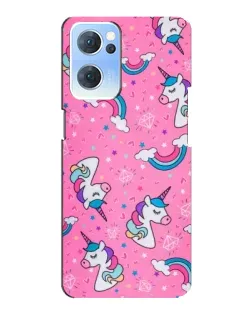 Чехол для OPPO Reno7 5G с картинкой «Unicorn паттерн розовый» Чехол для OPPO Reno7 5G с картинкой «Unicorn паттерн розовый»