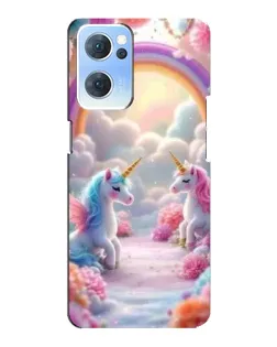 Чехол для OPPO Reno7 5G с картинкой «Радуга и единороги» Чехол для OPPO Reno7 5G с картинкой «Радуга и единороги»