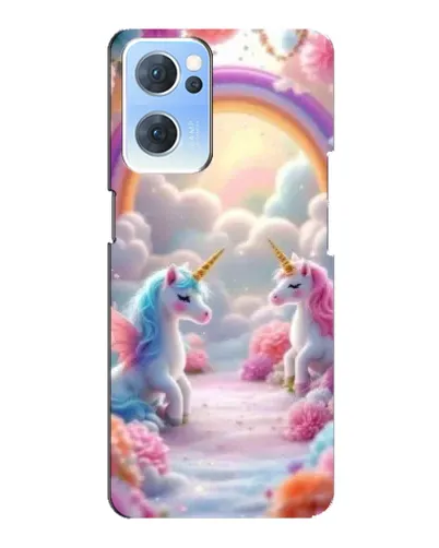 Чехол для OPPO Reno7 5G с картинкой «Радуга и единороги» Чехол для OPPO Reno7 5G с картинкой «Радуга и единороги»