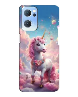 Чехол для OPPO Reno7 5G с картинкой «Единорог среди облаков»