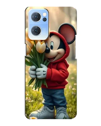 Чехол для OPPO Reno7 5G с картинкой «Микки с тюльпанами»