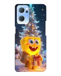Чехол для OPPO Reno7 5G с картинкой «Рождественский Спанч Боб»