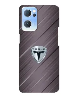Чехол для OPPO Reno7 5G с картинкой «Металлическая текстура Tesla»