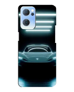 Чехол для OPPO Reno7 5G с картинкой «Tesla в неоне»