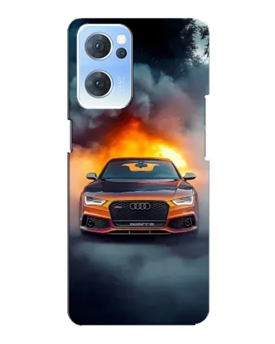 Чехол для OPPO Reno7 5G с картинкой «Audi в огненном дыму»