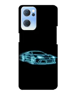 Чехол для OPPO Reno7 5G с картинкой «Неоновый контур Lamborghini»