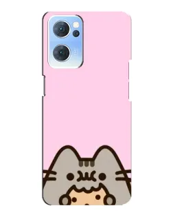 Чехол для OPPO Reno7 5G с картинкой «Pusheen и печенье»
