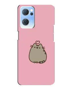 Чехол для OPPO Reno7 5G с картинкой «Pusheen сердце»
