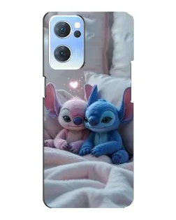 Чехол для OPPO Reno7 5G с картинкой «Плюшевые Стич Ангел»