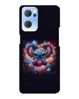 Чехол для OPPO Reno7 5G с картинкой «Stitch в цветах»