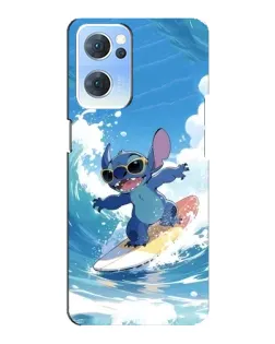 Чехол для OPPO Reno7 5G с картинкой «Стич на волне»