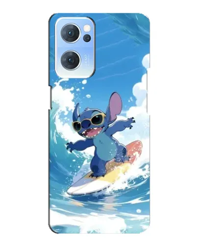 Чехол для OPPO Reno7 5G с картинкой «Стич на волне»