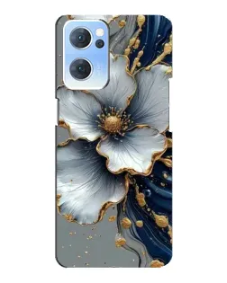 Чехол для OPPO Reno7 5G с картинкой «Белый цветок и золотой флюид»