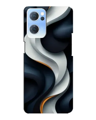 Чехол для OPPO Reno7 5G с картинкой «Объемные черно-белые ленты»