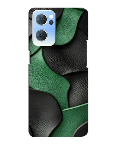 Чехол для OPPO Reno7 5G с картинкой «Зеленые кожаные волны»
