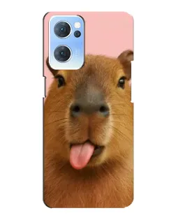 Чехол для OPPO Reno7 5G с картинкой «Капибара с языком»