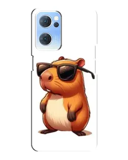 Чехол для OPPO Reno7 5G с картинкой «Капибара в очках»