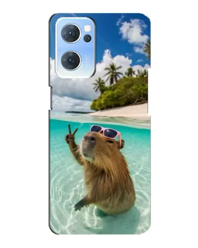 Чехол для OPPO Reno7 5G с картинкой «Капибара на море»