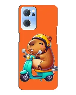 Чехол для OPPO Reno7 5G с картинкой «Капибара на скутере»
