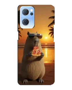 Чехол для OPPO Reno7 5G с картинкой «Капибара с пиццей»
