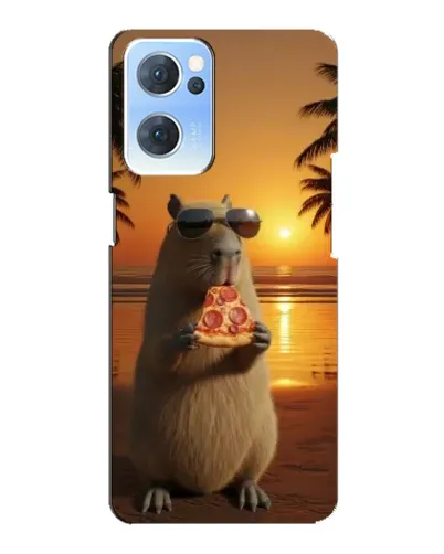 Чехол для OPPO Reno7 5G с картинкой «Капибара с пиццей»