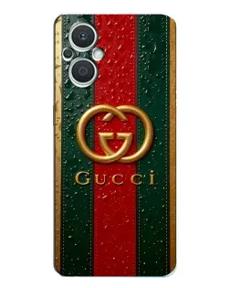 Чехол для OPPO Reno7 Lite (5G) с картинкой «Gucci — фирменная полоса и золото» Чехол для OPPO Reno7 Lite (5G) с картинкой «Gucci — фирменная полоса и золото»