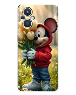 Чехол для OPPO Reno7 Lite (5G) с картинкой «Микки с тюльпанами»