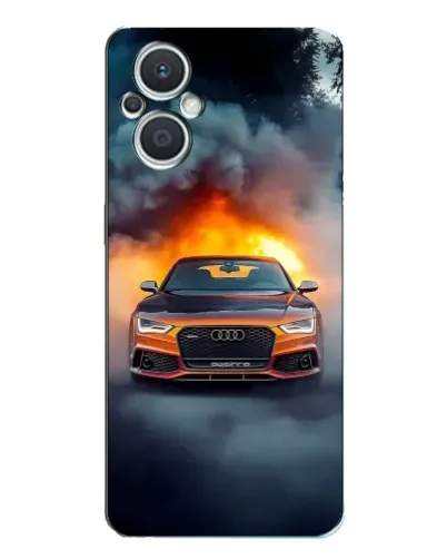 Чехол для OPPO Reno7 Lite (5G) с картинкой «Audi в огненном дыму»
