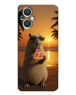 Чехол для OPPO Reno7 Lite (5G) с картинкой «Капибара с пиццей»