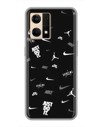 Чехол для OPPO Reno7 Pro 5G с картинкой «Nike Black Pattern»
