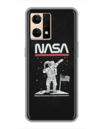 Чехол для OPPO Reno7 Pro 5G с картинкой «NASA — шагаем по Луне»
