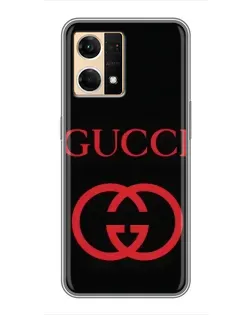 Чехол для OPPO Reno7 Pro 5G с картинкой «Gucci — красный логотип»
