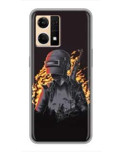 Чехол для OPPO Reno7 Pro 5G с картинкой «PUBG — огненный силуэт»