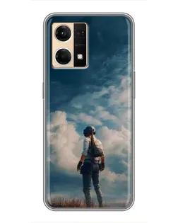 Чехол для OPPO Reno7 Pro 5G с картинкой «Герой PUBG на скале»
