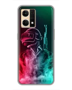 Чехол для OPPO Reno7 Pro 5G с картинкой «PUBG — огненный воин»