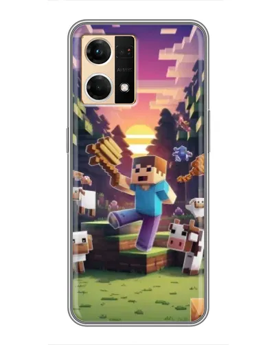 Чехол для OPPO Reno7 Pro 5G с картинкой «Стив на ферме»