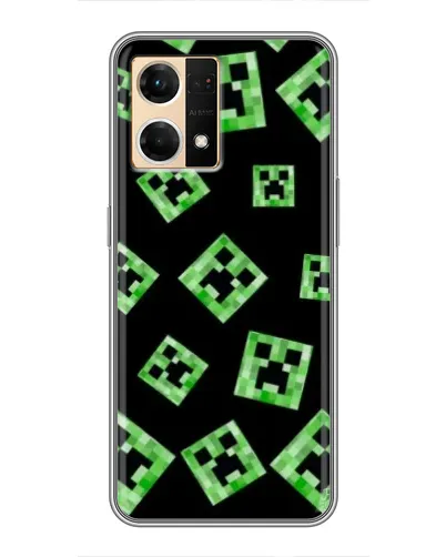 Чехол для OPPO Reno7 Pro 5G с картинкой «Паттерн с криперами»