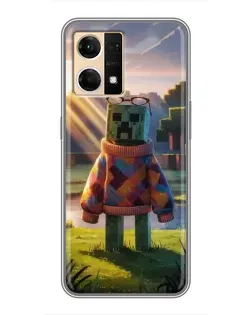 Чехол для OPPO Reno7 Pro 5G с картинкой «Крипер в свитере»