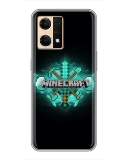 Чехол для OPPO Reno7 Pro 5G с картинкой «Minecraft Diamond лого»