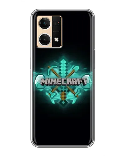 Чехол для OPPO Reno7 Pro 5G с картинкой «Minecraft Diamond лого»