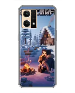 Чехол для OPPO Reno7 Pro 5G с картинкой «Зимний Minecraft»