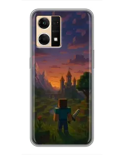 Чехол для OPPO Reno7 Pro 5G с картинкой «Стив у башни»