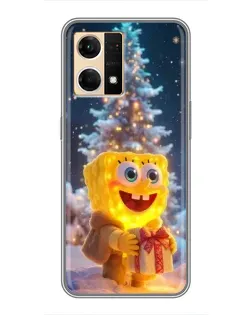 Чехол для OPPO Reno7 Pro 5G с картинкой «Рождественский Спанч Боб»