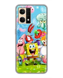 Чехол для OPPO Reno7 Pro 5G с картинкой «Губка Боб и друзья»