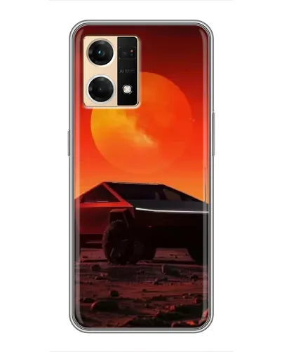 Чехол для OPPO Reno7 Pro 5G с картинкой «Cybertruck на Марсе»