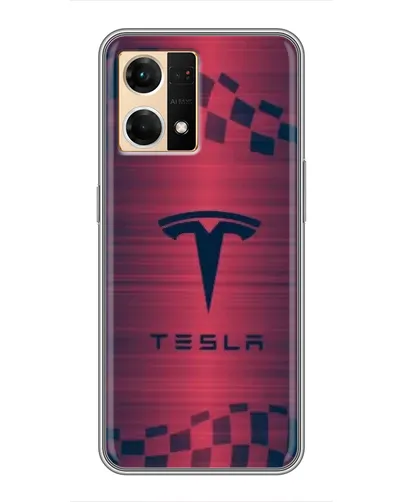 Чехол для OPPO Reno7 Pro 5G с картинкой «Тесла красный карбон»