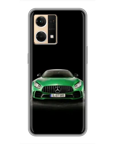 Чехол для OPPO Reno7 Pro 5G с картинкой «Mercedes — неоновый лого»