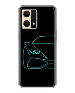 Чехол для OPPO Reno7 Pro 5G с картинкой «Голубой силуэт Lamborghini» Чехол для OPPO Reno7 Pro 5G с картинкой «Голубой силуэт Lamborghini»