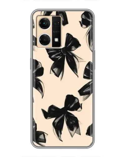 Чехол для OPPO Reno7 Pro 5G с картинкой «Паттерн черные банты»