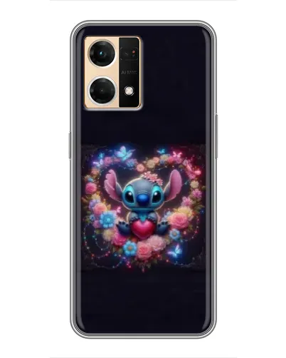 Чехол для OPPO Reno7 Pro 5G с картинкой «Stitch в цветах»